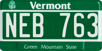 VT license plate NEB763