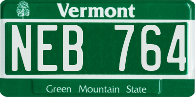 VT license plate NEB764
