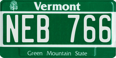 VT license plate NEB766