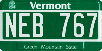 VT license plate NEB767