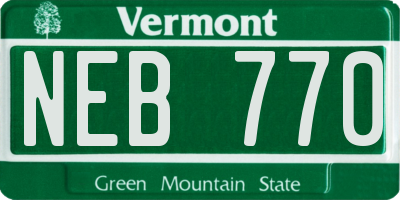 VT license plate NEB770