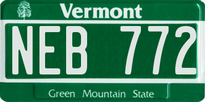 VT license plate NEB772