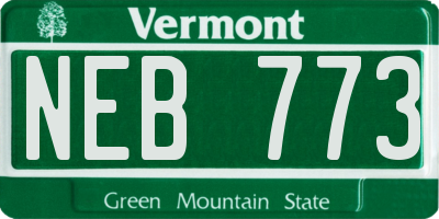 VT license plate NEB773