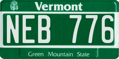 VT license plate NEB776
