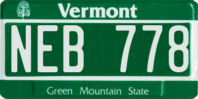 VT license plate NEB778