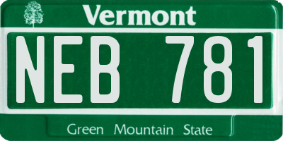 VT license plate NEB781