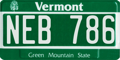 VT license plate NEB786