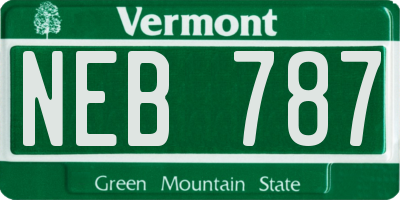 VT license plate NEB787