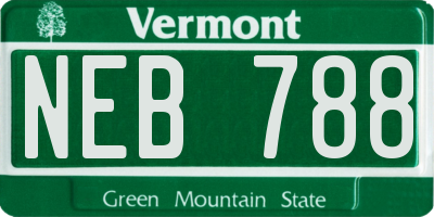 VT license plate NEB788