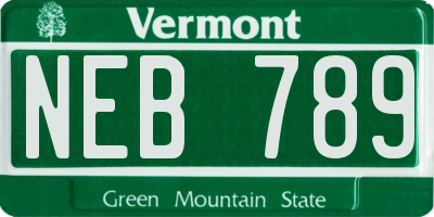 VT license plate NEB789