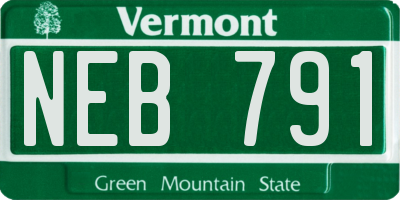 VT license plate NEB791