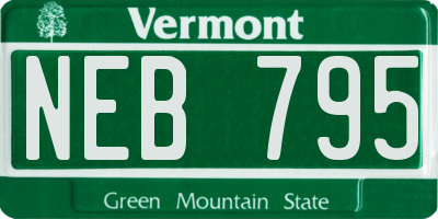 VT license plate NEB795