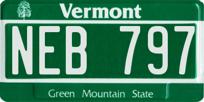 VT license plate NEB797
