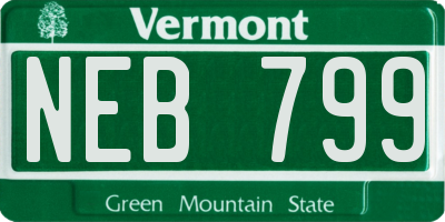VT license plate NEB799