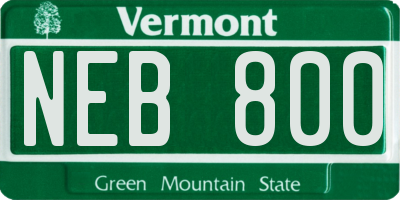 VT license plate NEB800