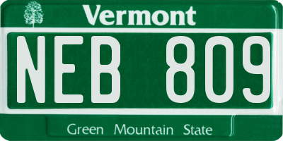 VT license plate NEB809