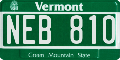 VT license plate NEB810