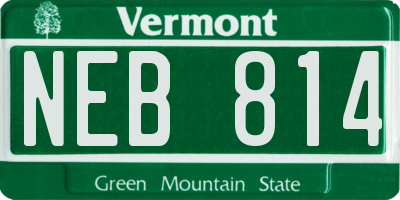 VT license plate NEB814