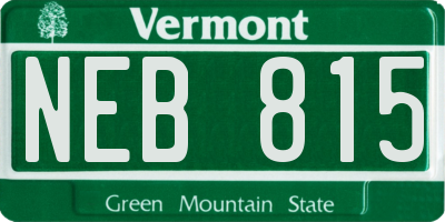 VT license plate NEB815