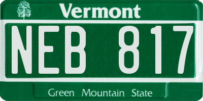 VT license plate NEB817