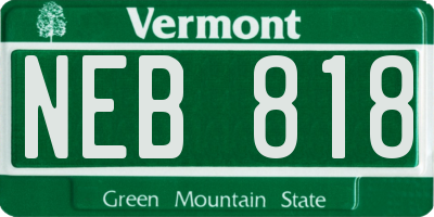 VT license plate NEB818