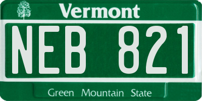 VT license plate NEB821