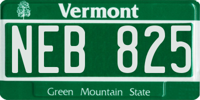 VT license plate NEB825