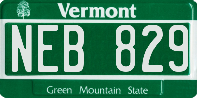 VT license plate NEB829