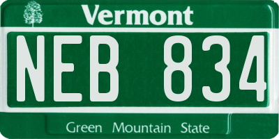 VT license plate NEB834