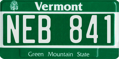 VT license plate NEB841