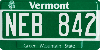 VT license plate NEB842