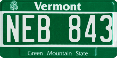 VT license plate NEB843