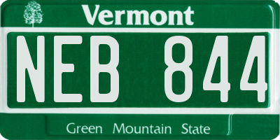 VT license plate NEB844