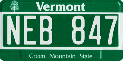 VT license plate NEB847