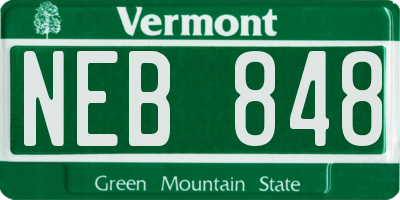 VT license plate NEB848