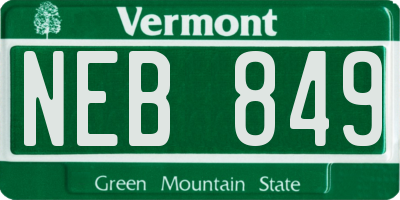 VT license plate NEB849