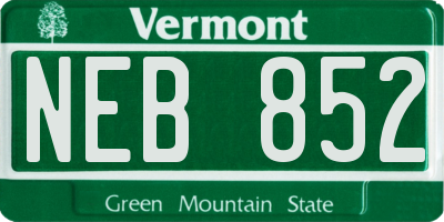 VT license plate NEB852
