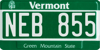 VT license plate NEB855