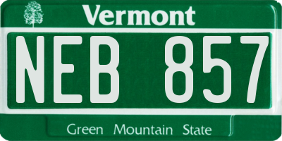 VT license plate NEB857