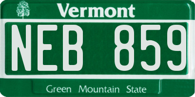 VT license plate NEB859