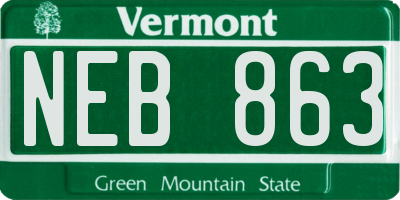 VT license plate NEB863
