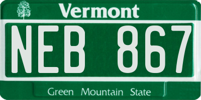 VT license plate NEB867