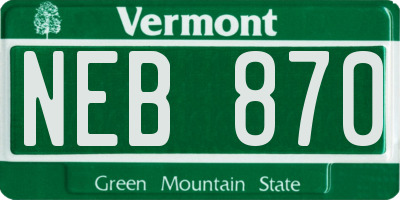 VT license plate NEB870