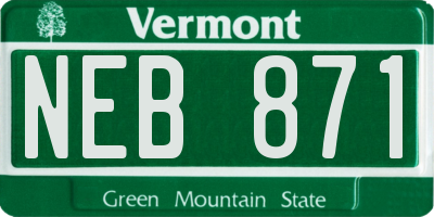VT license plate NEB871