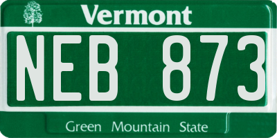 VT license plate NEB873