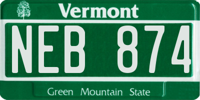 VT license plate NEB874