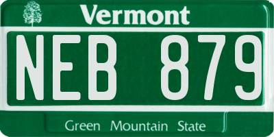 VT license plate NEB879