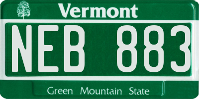 VT license plate NEB883