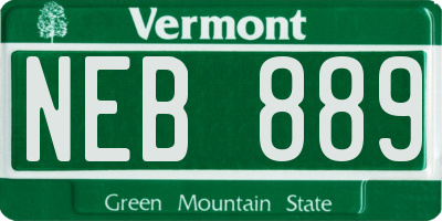 VT license plate NEB889