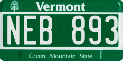 VT license plate NEB893